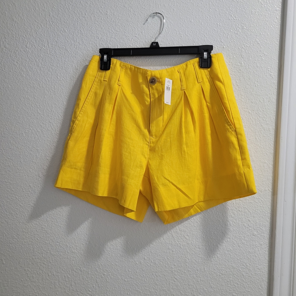 Banana Republic Yellow High-Waist Pleated Shorts